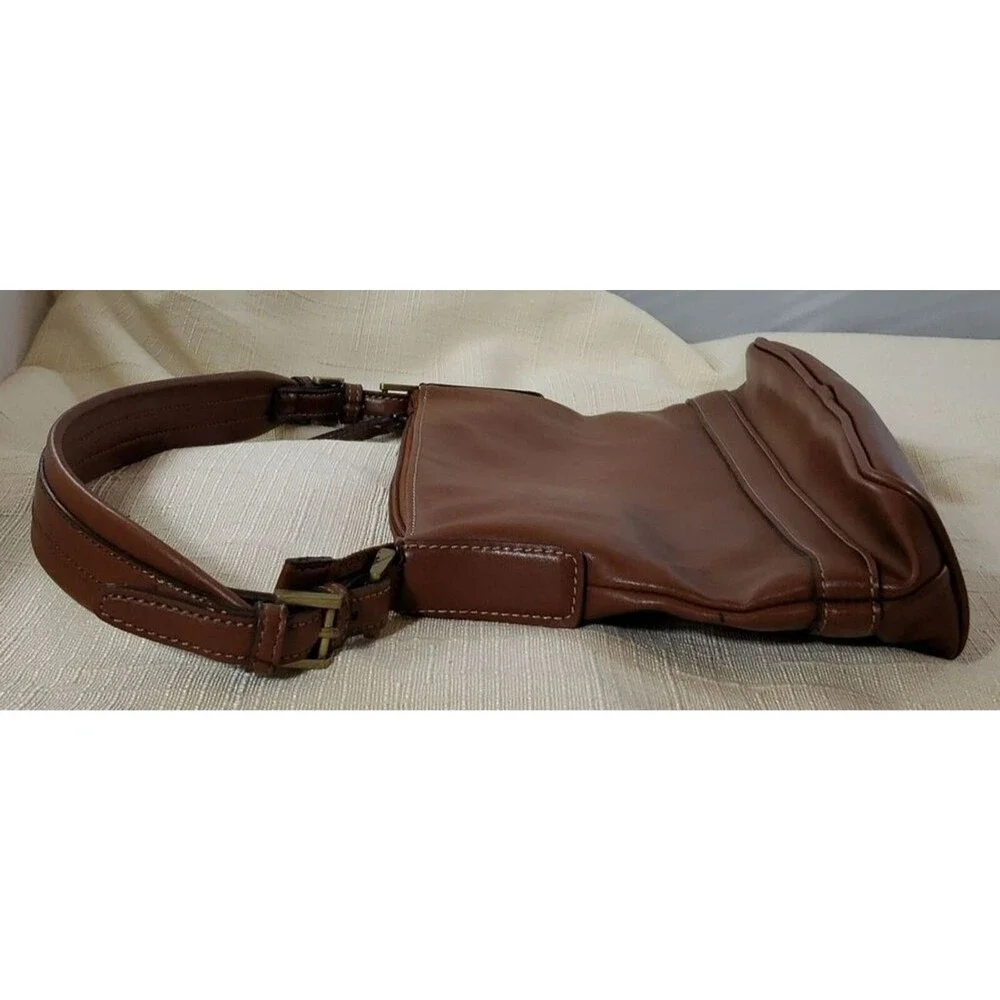 Nine & Company Faux Leather Small Brown Purse Handbag Short Strap Zipper Closure